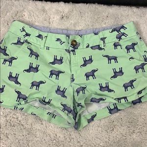 Green elephant print shorts